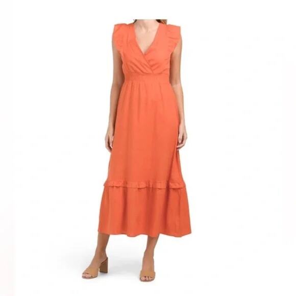 Monteau Orange Midi Dress - Picture 1 of 8